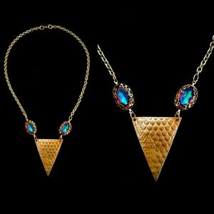 Vintage Egyptian Reverse Triangle Crystal Necklace